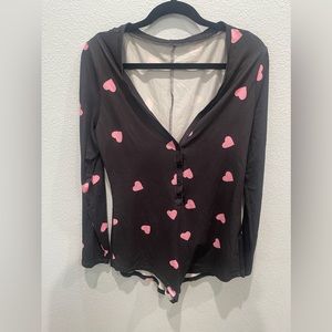 Pink heart pajama romper